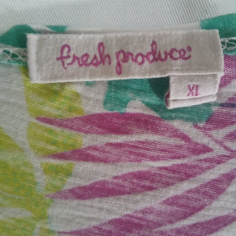 Fresh Produce Top Tropical Tunic Sz XL Bright Multicolor Floral Cotton USA - Picture 2 of 7
